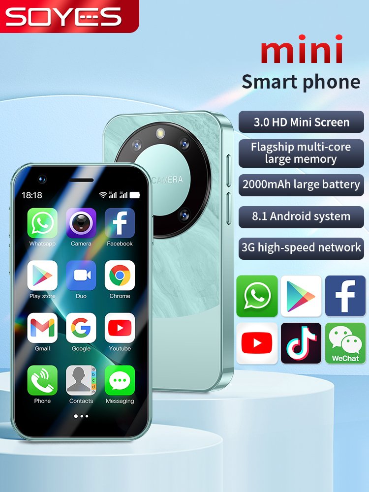 SOYES F8Pro Max 3G Mini Smartphone 3.0 Inch WiFi GPS RAM 1GB ROM 16GB Quad Core Android 8.1 Card Cell Phones